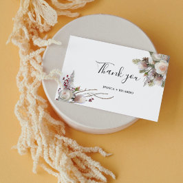 水彩フローラほこりっぽい結婚ピンク サンキューカード