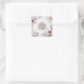 水彩フローラやる気を起こさせるイスラム引用文 スクエアシール (バッグ)