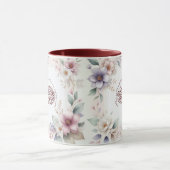 水彩フローラやる気を起こさせるイスラム引用文 マグカップ (中央)