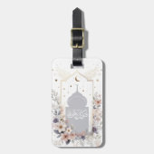 水彩フローラやる気を起こさせるイスラム引用文 ラゲッジタグ (正面縦)