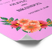 水彩フローラを金ゴールドフレーム結婚のウェルカム ポスター (角)