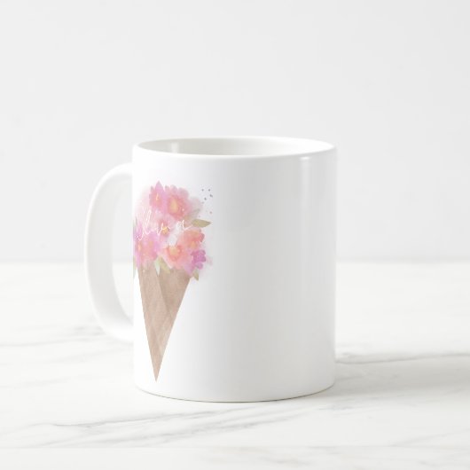 水彩フローラアイスクリームコーン名 コーヒーマグカップ (正面左)