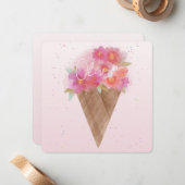 水彩フローラアイスクリームコーン名 ノートカード (正面/裏面インサイチュ)
