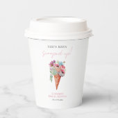 水彩フローラアイスクリームブライダルシャワー 紙コップ (正面)