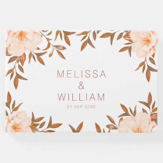 水彩フローラアイボリー結婚ズゲストブック ゲストブック (正面)