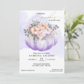 水彩フローラアメジストカボチャ赤ちゃんシャワー 招待状 (スタンド正面)