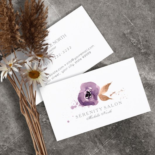 水彩フローラアメジスト紫ID294 名刺