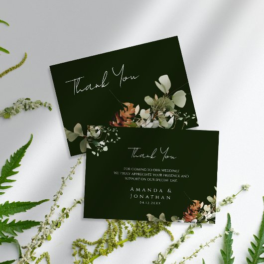 水彩フローラアレンジングリー結婚ズ サンキューカード