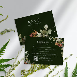 水彩フローラアレンジングリー結婚ズ 出欠カード