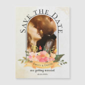 水彩フローラアーチ写真結婚式の日付を保存 (正面)