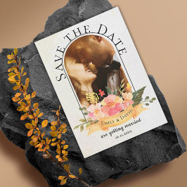 水彩フローラアーチ写真結婚式の日付を保存