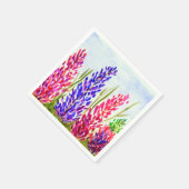 水彩フローラアートルピネワイルドフラワーパープル スタンダードカクテルナプキン (角)