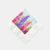 水彩フローラアートルピネワイルドフラワーパープル 縁ありカクテルナプキン (角)