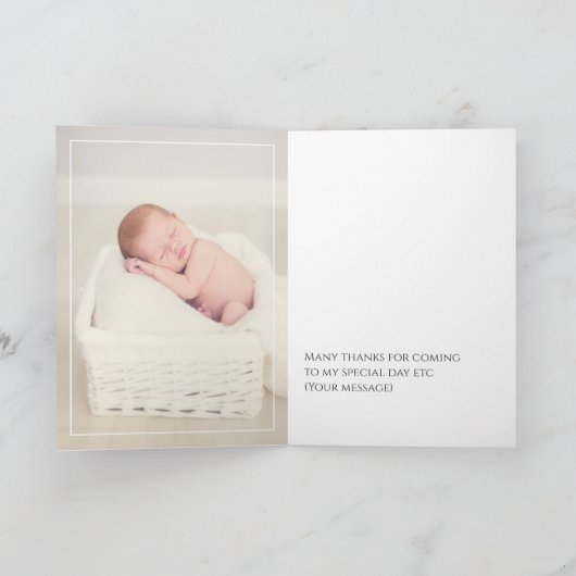 水彩フローライエズバプテスマまたは《キリスト教》洗礼式や命名式 サンキューカード (内部)