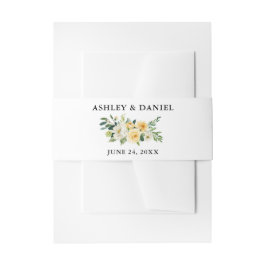 水彩フローライエローエレガントな結婚式 招待状ベリーバンド