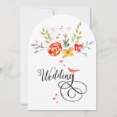 水彩フローライエローコーラルアズールブルー結婚ズ 招待状 (裏面)