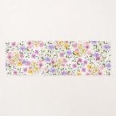水彩フローライエローピンクとパープルヨガマット ヨガマット (正面(横))