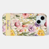 水彩フローライエローピンクパープル名前をカスタムする Case-Mate iPhoneケース (裏面 (横))