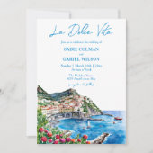 水彩フローライタリアンアマルフィ結婚コースト 招待状 (正面)
