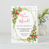 水彩フローライチゴのフレーム引っ越しました 案内状 (スタンド正面)