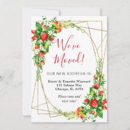 水彩フローライチゴのフレーム引っ越しました 案内状