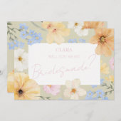 水彩フローライラストレーション結婚のブリッドメイド 招待状 (正面/裏面)