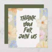 水彩フローライラストレーション結婚ズ サンキューカード (正面/裏面)