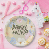 水彩フローライラストレーション結婚ズ ペーパープレート (パーティー)