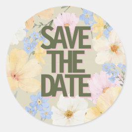 水彩フローライラストレーション結婚ズ ラウンドシール