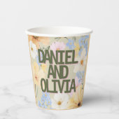 水彩フローライラストレーション結婚ズ 紙コップ (正面)