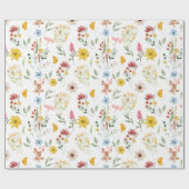 水彩フローライラストレーション野生の花 ラッピングペーパー (フラット)