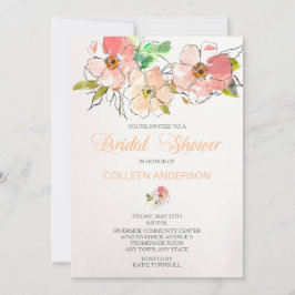 水彩フローラインプレッションブライダルシャワー招待状 招待状