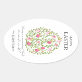 水彩フローライースターエッグハッピーイースター 楕円形シール (正面)