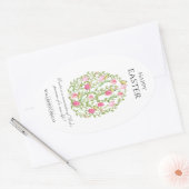 水彩フローライースターエッグハッピーイースター 楕円形シール (封筒)