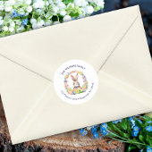 水彩フローライースターエッグバニー差出人住所 ラウンドシール