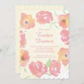 水彩フローライースターディナーパーティの招待状 招待状 (正面/裏面)