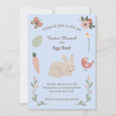 水彩フローライースターバニーと卵狩りパーティー 招待状 (正面)