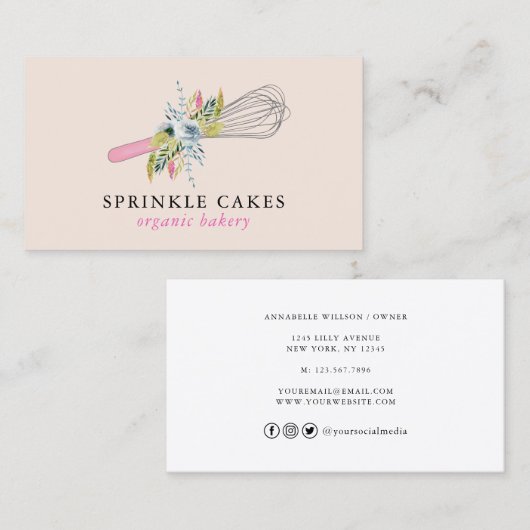 水彩フローラウィスクベーカリー名刺 名刺 (正面/裏面)