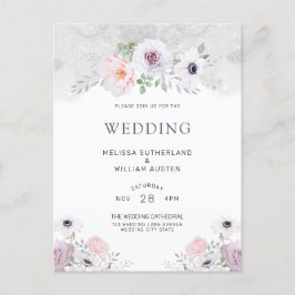水彩フローラウィンターアネモンバラ結婚ズ インビテーションポストカード