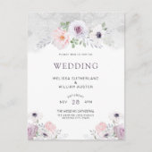 水彩フローラウィンターアネモンバラ結婚ズ インビテーションポストカード (正面)