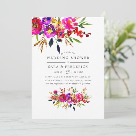 水彩フローラウェディングシャワー招待状 招待状 (スタンド正面)
