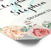 水彩フローラウェルカムウェディングレセプションサイン ポスター (角)