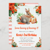 水彩フローラウサギとニンジン2nd誕生日 招待状 (正面/裏面)