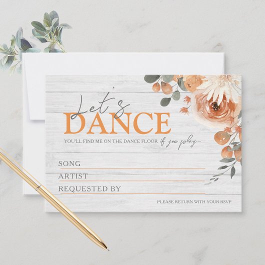 水彩フローラウッド結婚のソングリクエストカード 出欠カード