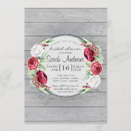 水彩フローラウッ素朴ドブライダルシャワー 招待状