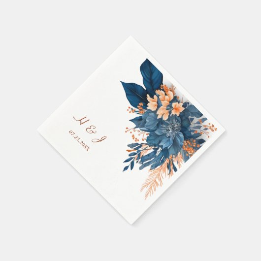 水彩フローラエレガモダンントウェディング スタンダードカクテルナプキン (角)