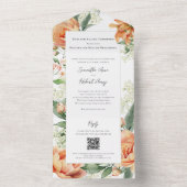 水彩フローラエレガントなウェディングピーチ オールインワン招待状 (内側)