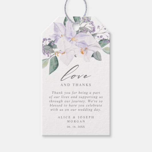 水彩フローラエレガントな結婚式ありがとう ギフトタグ (正面)
