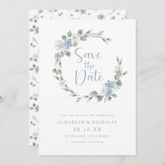 水彩フローラエレガントな結婚式 セーブザデート (正面/裏面)