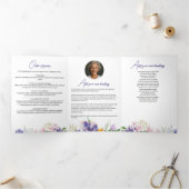 水彩フローラエレガントスクリプト3-Photo葬儀 三つ折りプログラム (内部)